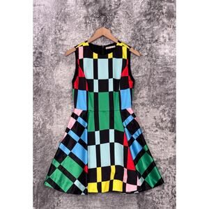 Alice + Olivia Dress 4 Womens Retro Color Block Geometric Cocktail